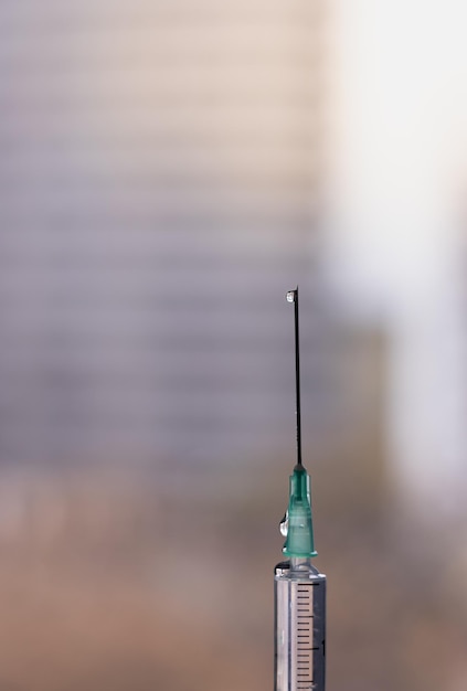 Injection seen up close, real image in a hospital before the dose of vaccine against Coronavirus