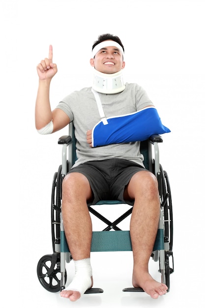 Injured young man in wheelchair