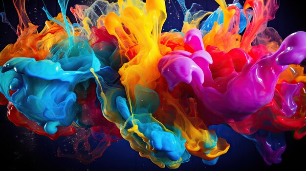 Ink abstract in motion with colorful liquid explosion