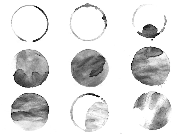 Photo ink circles isolated on white background