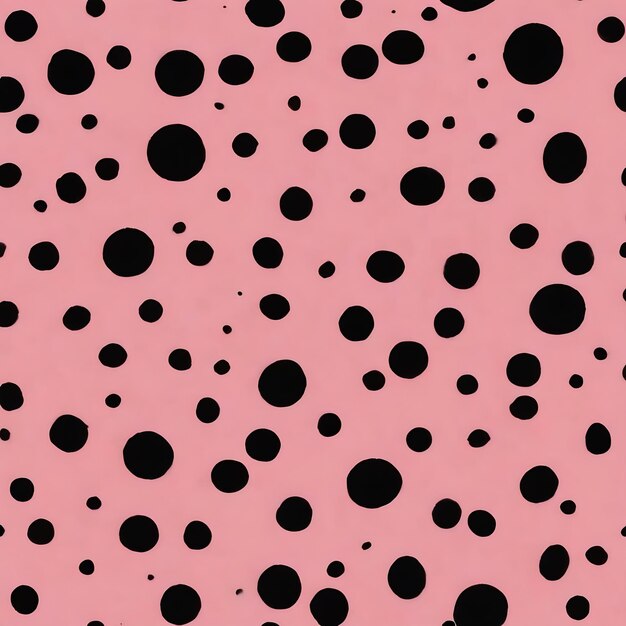 Фото Чернильные круги бесперебойный рисунок черные круглые пятна на розовом минимальном стиле ручная иллюстрация