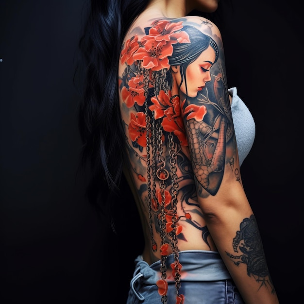 Ink and Crustacean A Lobster Adorns a Tattooed Woman