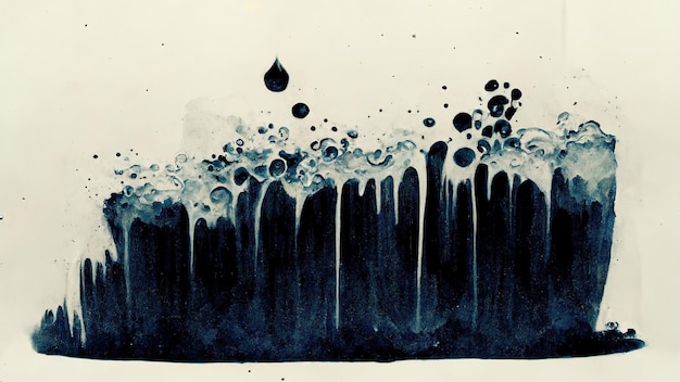 Ink drop abstract painting dark navy blue splash