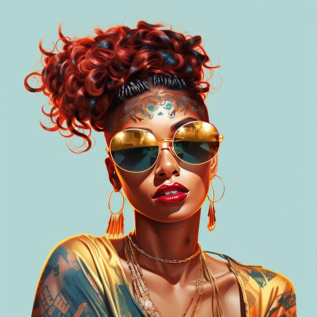 Ink and Gold Embracing the Vibrant Beauty of a Bad Girl with Tattoos Gold Teeth Freckles and Afr