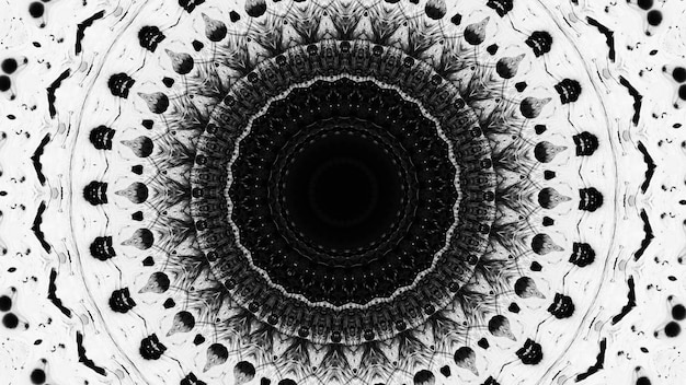 Калейдоскоп чернил причудливый орнамент черный цвет круг симметричный геометрический рисунок на белом искусстве