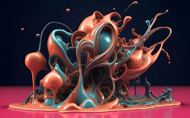 Photo ink liquid 3d render generative ai