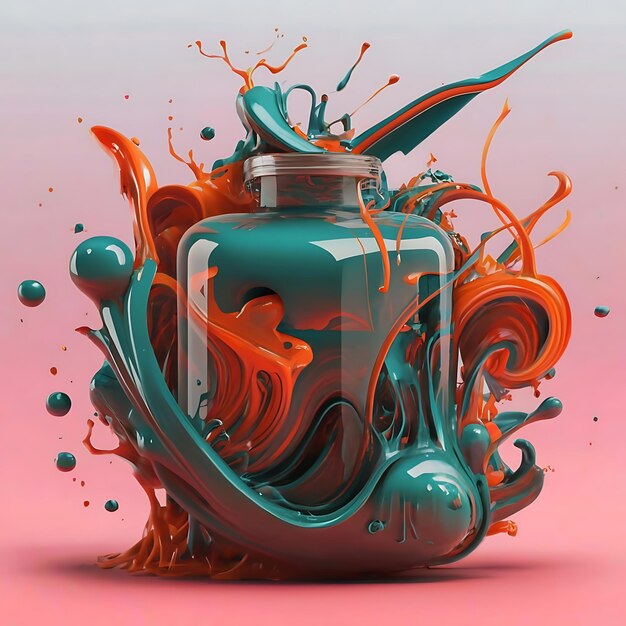 Photo ink liquid 3d render generative ai