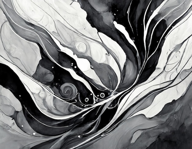 Photo ink monochrome background with fluid texture black and white colormix minimalistic hand drawn art fo...