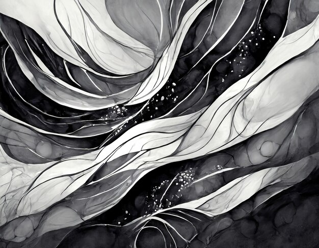 Photo ink monochrome background with fluid texture black and white colormix minimalistic hand drawn art fo...