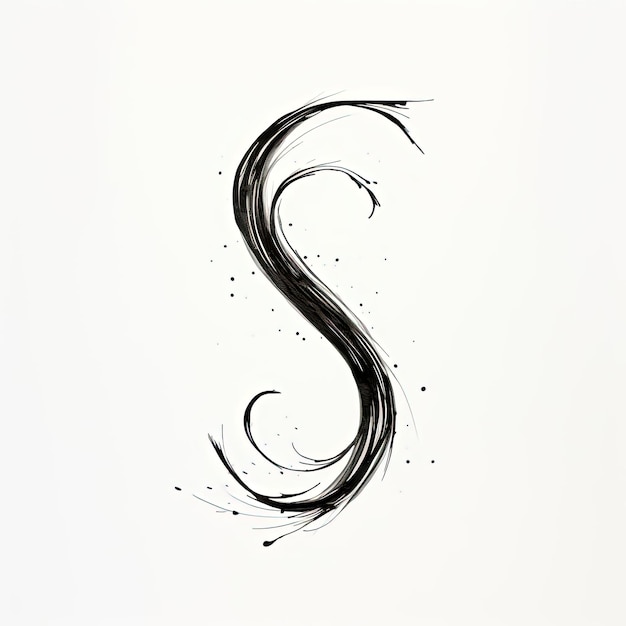Photo ink pen drawing of a swirly letter e in the style of minimalistic simplicity