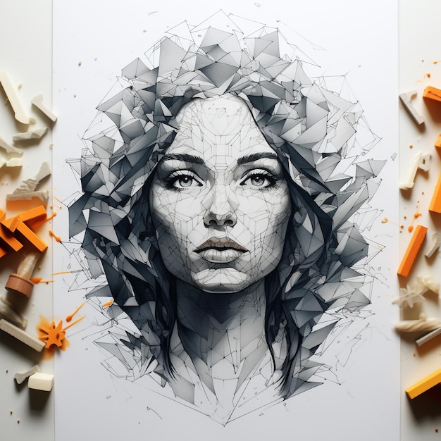 ink pen low poly