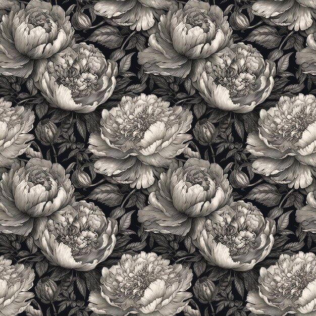 Ink Peony Pattern