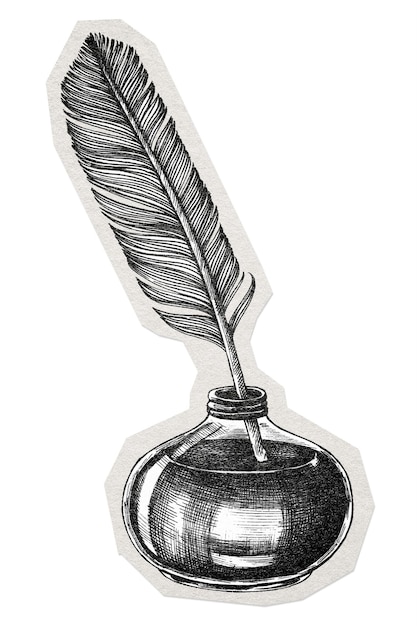 ink and quill png sticker transparent background remixed by rawpixel