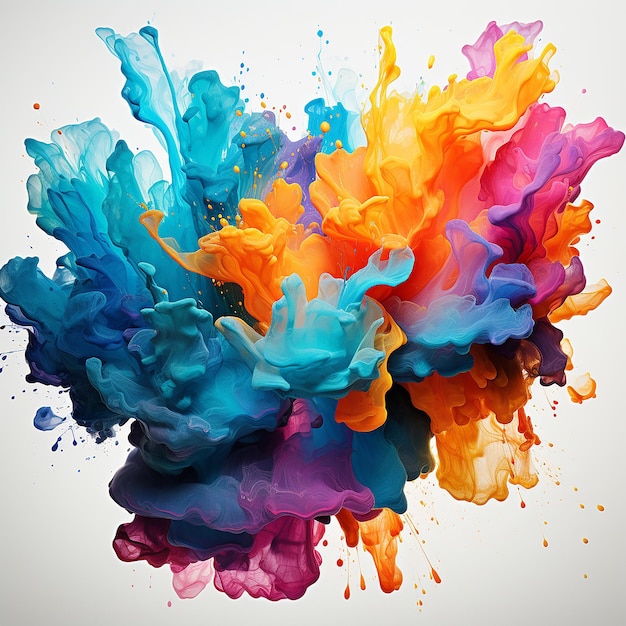 Ink splash color combination full view cinematic 3D illustration