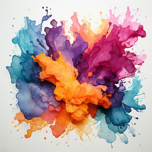 Ink splash color combination full view cinematic 3D illustration