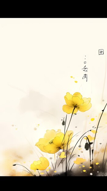 ink style korean background in yellow