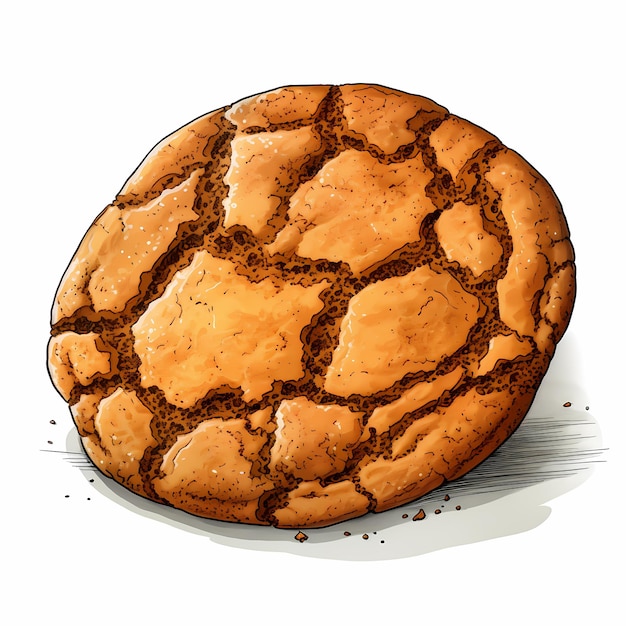 Ink and Sugar Cartoon Style Molasses Cookie with Distinctive Black Lines