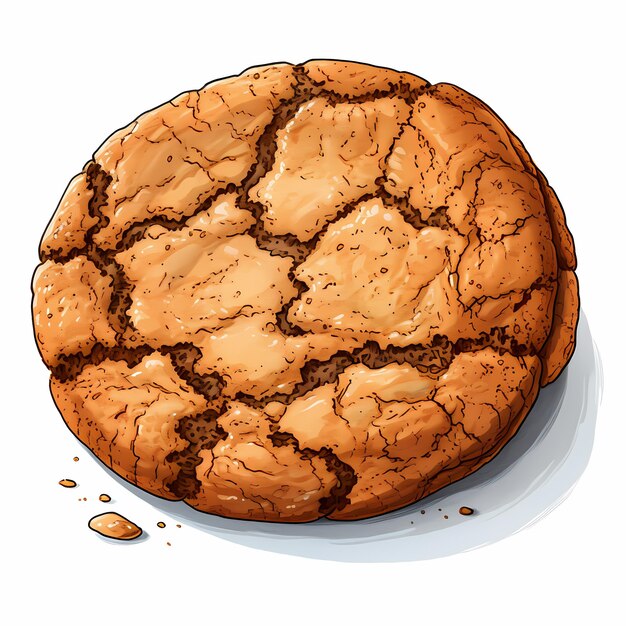 Photo ink and sugar cartoon style molasses cookie with distinctive black lines