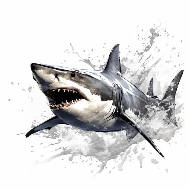 Ink Wash Painter Captures The Dynamic Essence Of A White Shark