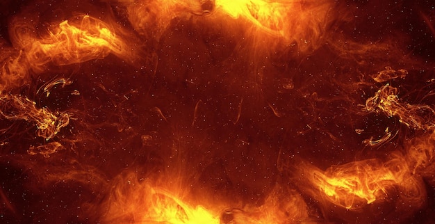 Foto inchiostro acqua esplosione fuoco arancione fiamme
