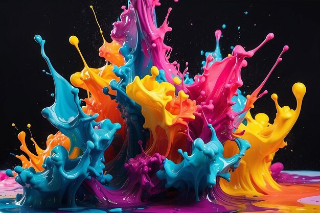 Ink in water Splash acrilyc paint mixing Multicolored liquid dye Abstract sculpture background color