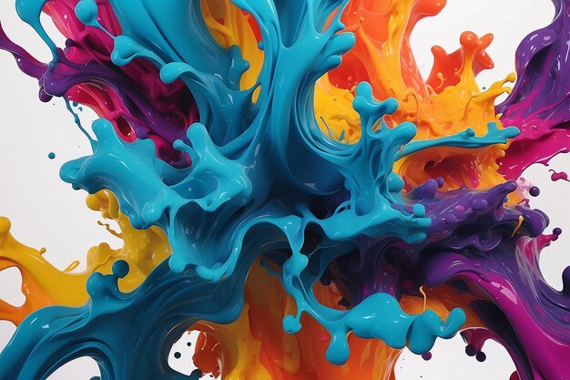 Ink in water Splash acrilyc paint mixing Multicolored liquid dye Abstract sculpture background color