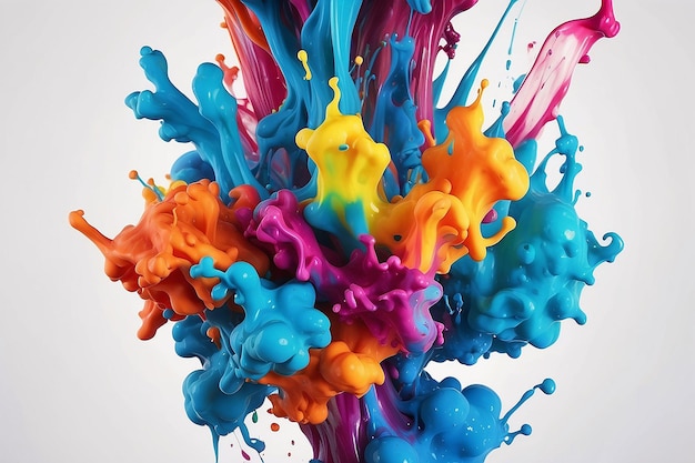 Ink in water Splash acrilyc paint mixing Multicolored liquid dye Abstract sculpture background color