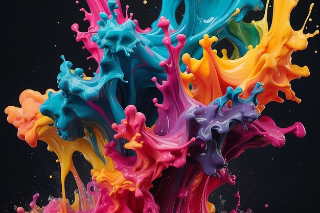 Ink in water Splash acrilyc paint mixing Multicolored liquid dye Abstract sculpture background color