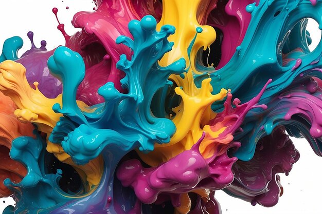 Чернила в воде Сплеск акриловой краски смешивает многоцветный жидкий краситель Абстрактная скульптура цвет фона