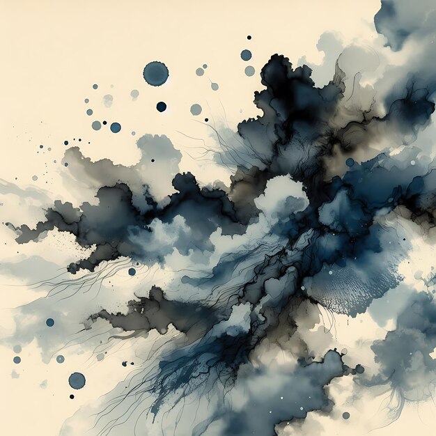 ink watercolor hand drawn smoke flow stain blot on wet paper texture