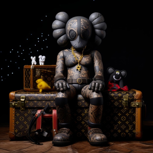 Inked Enigma Kaws Character Reigns on a Louis Vuitton Throne