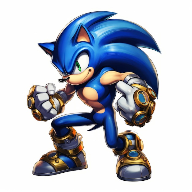 Inked and Ripped Sonic the Hedgehog Rocks Tats Muscles and Rings in a Cartoon Wonderland