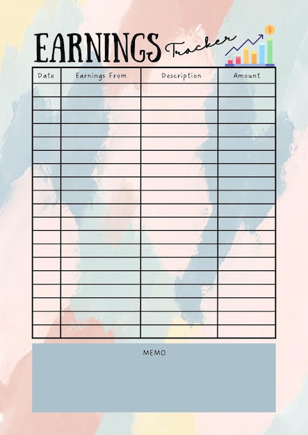 Inkomstenplanner digitale planning inlegblad afdrukbare paginasjabloon