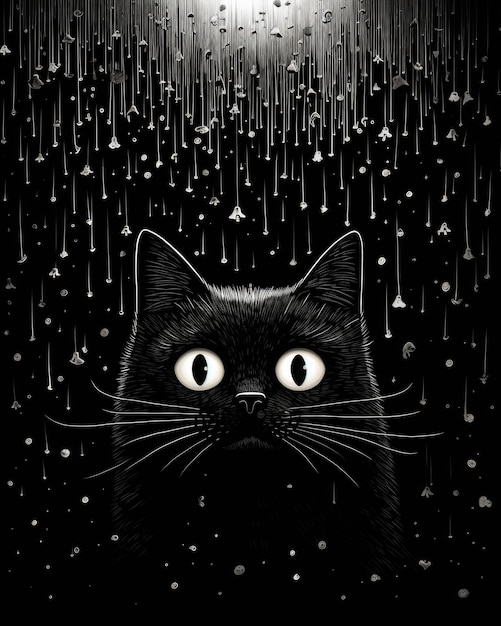 Foto inkspore odyssey le avventure fantasiose di un gatto nero ai generated