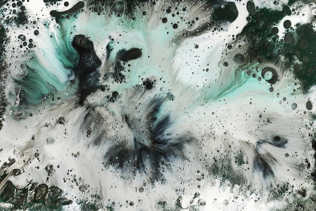 Inkt abstracte achtergrond verf patroon onder water kosmisch groen pigment acryl vlekken spatten en strepen