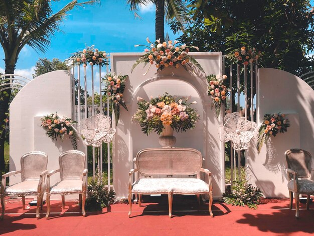 Inndonesia Beautiful floral stage for wedding ceremony