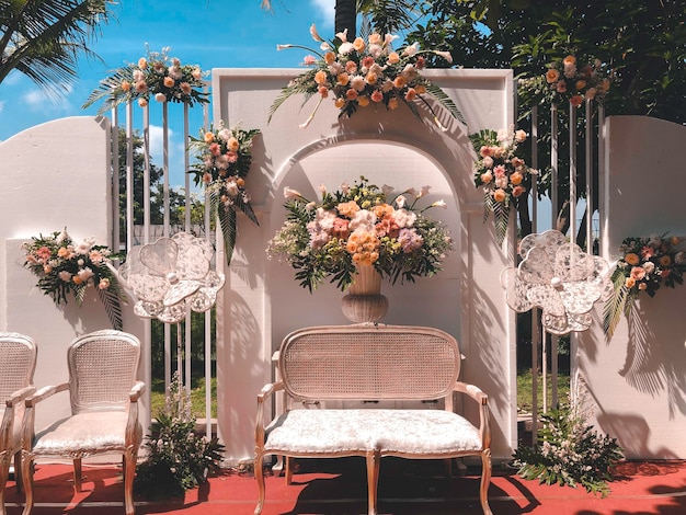 Inndonesia Beautiful floral stage for wedding ceremony