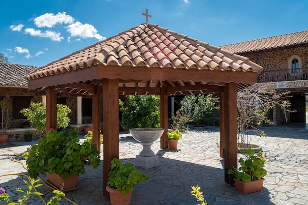 Inner courtyard of the Monastery of Saint Thekla the Healer, Mosfiloti, near Larnaca, Cyprus