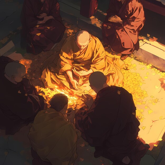 Photo inner peace and wisdom monks gathering