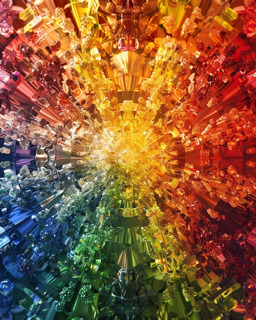 Photo the inner world of an autistic individual as a kaleidoscope of colors and patterns