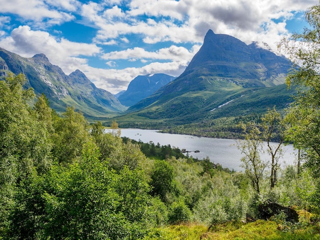 Innerdalsvatna lake and the mountain peak of innerdalstarnet