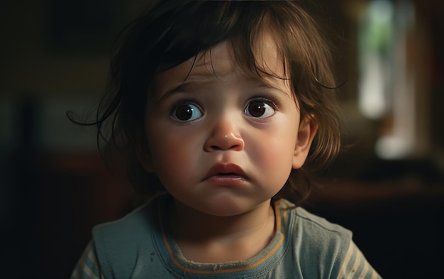 슬 속 의 무죄 슬픈 아기 소녀 의 초상화