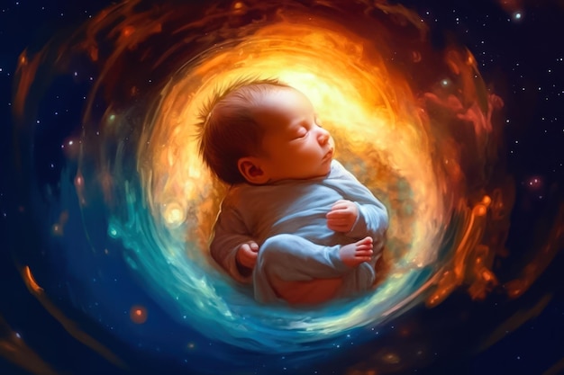 Premium AI Image | Innocent Baby in the Fetal Position Generative AI