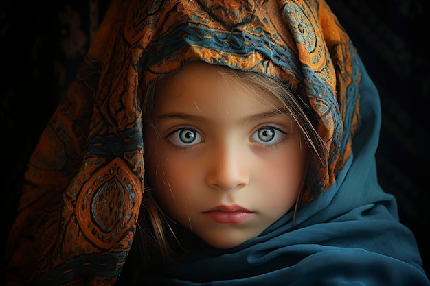 innocent and beautiful girl with captivating blue eyes