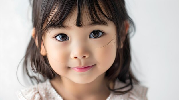 Innocent Young Girl with a Tender Smile Bright Eyes Portrait of Child Joy and Purity HighQuality Photography for Family Concepts AI