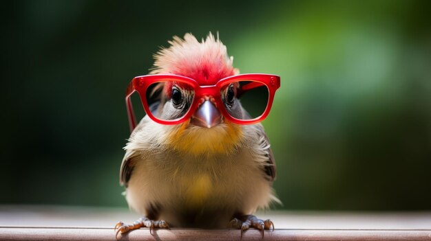 Foto innovatieve vink met rode bril een levendige vogel in stonepunkstijl