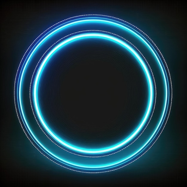 Innovation of circle frame with blue neon light effects