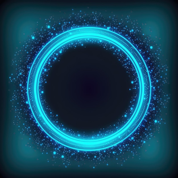 Innovation of circle frame with blue neon light effects