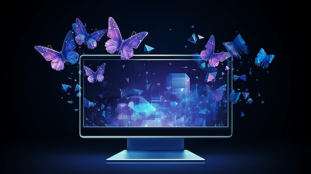 innovation digital concept abstract butterflies fly