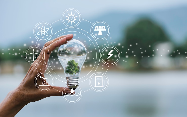 Photo innovation and energy concept of hand hold a light bulb